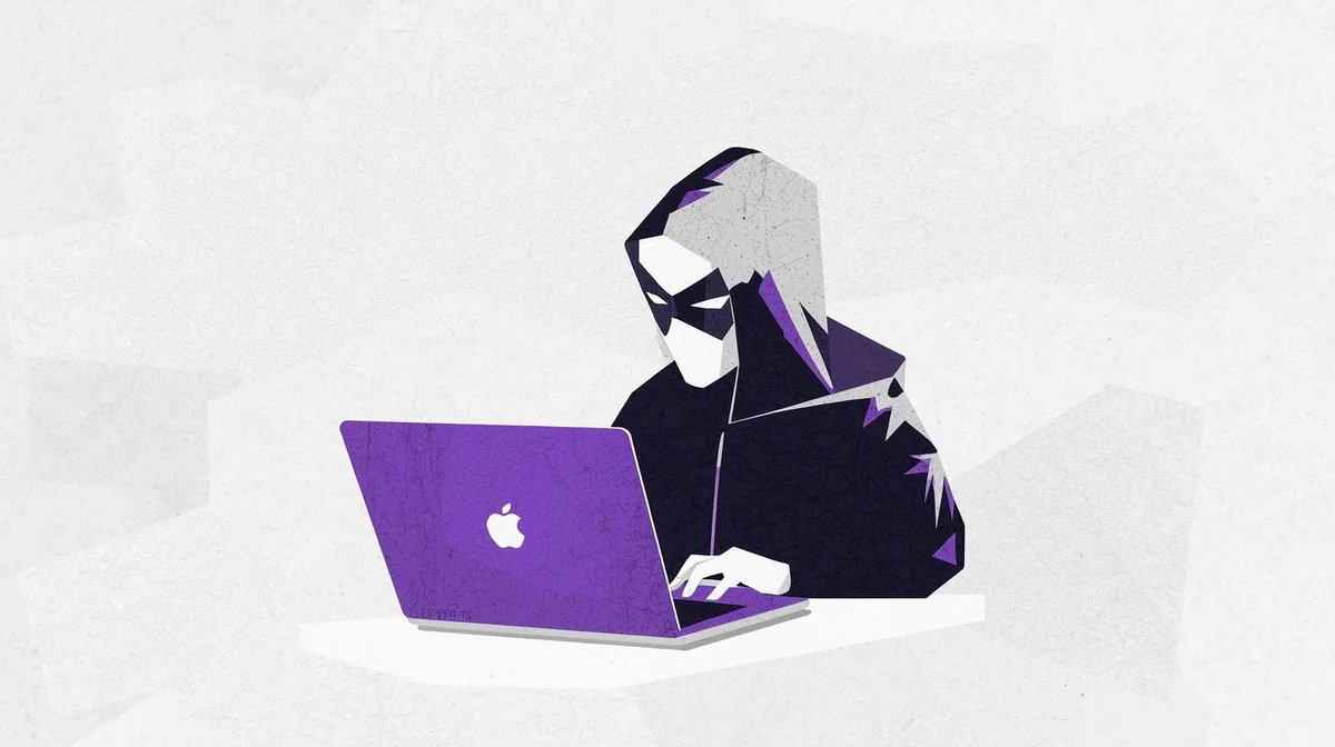 איור של אדם שמגייס מועמד בחשאי, תוך שימוש במחשב נייד, עם דגש על דיסקרטיות.